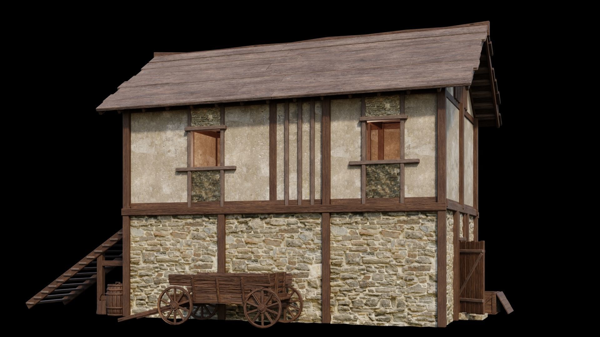 Medieval Houses Pack 01-02-03-04-05-06 - 4K Textures Game Ready Low-poly 3D model_68