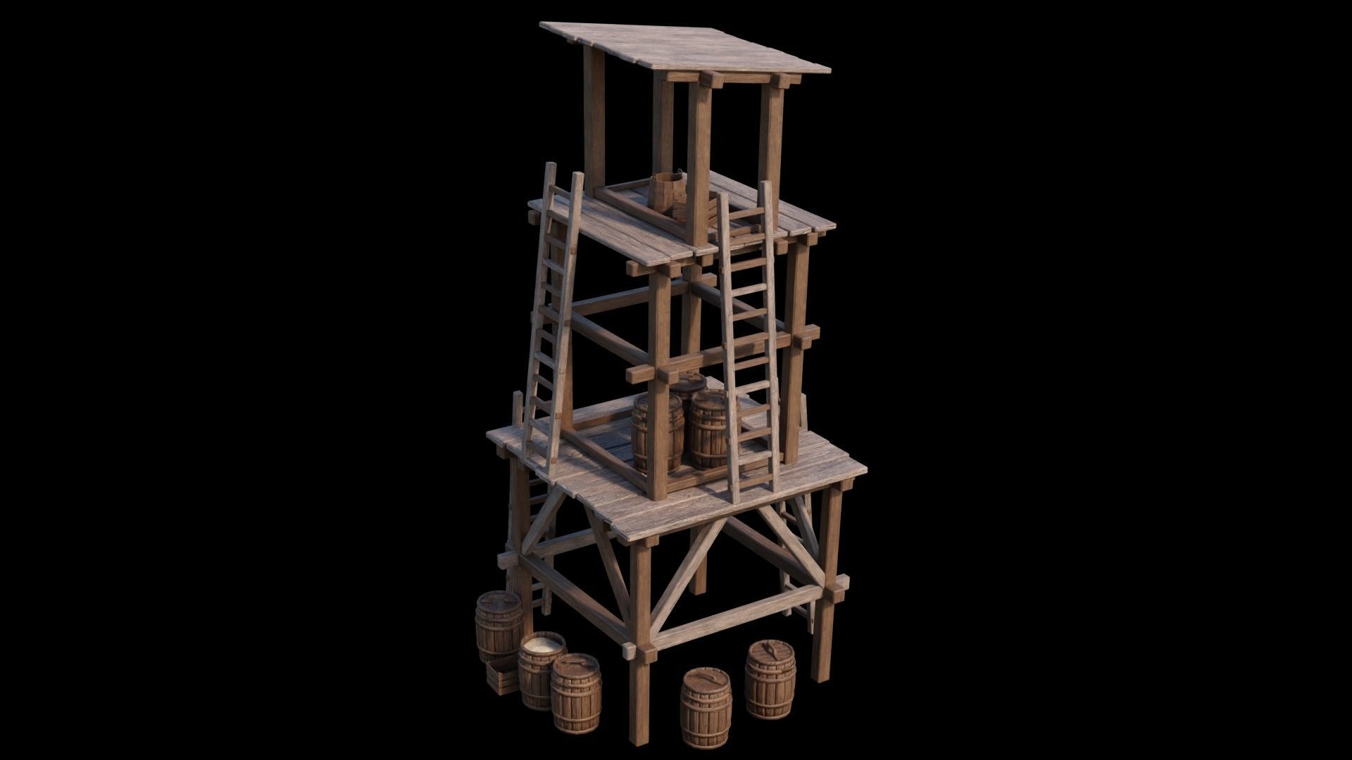 Medieval Houses Pack 01-02-03-04-05-06 - 4K Textures Game Ready Low-poly 3D model_77