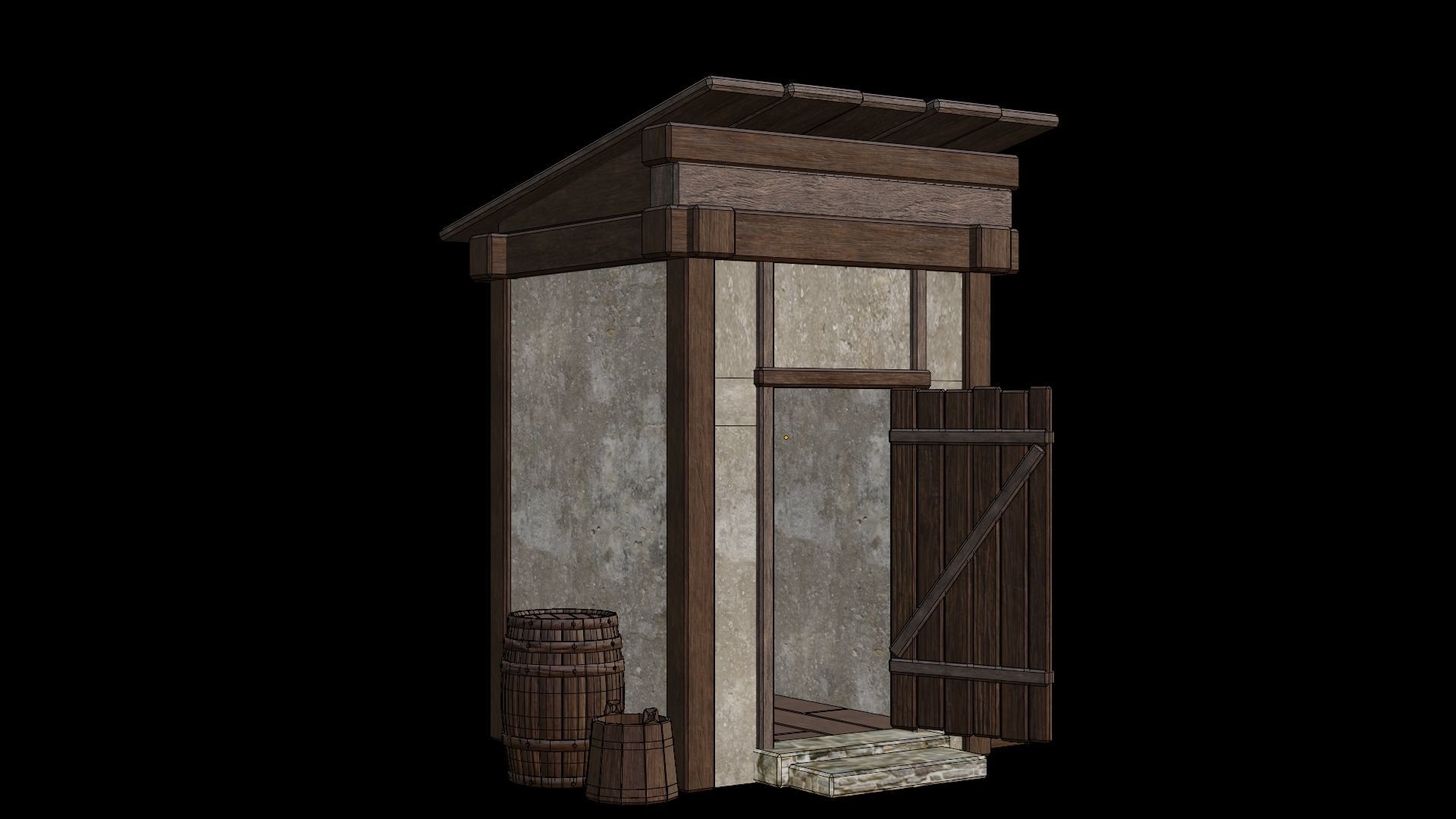 Medieval Houses Pack 01-02-03-04-05-06 - 4K Textures Game Ready Low-poly 3D model_74