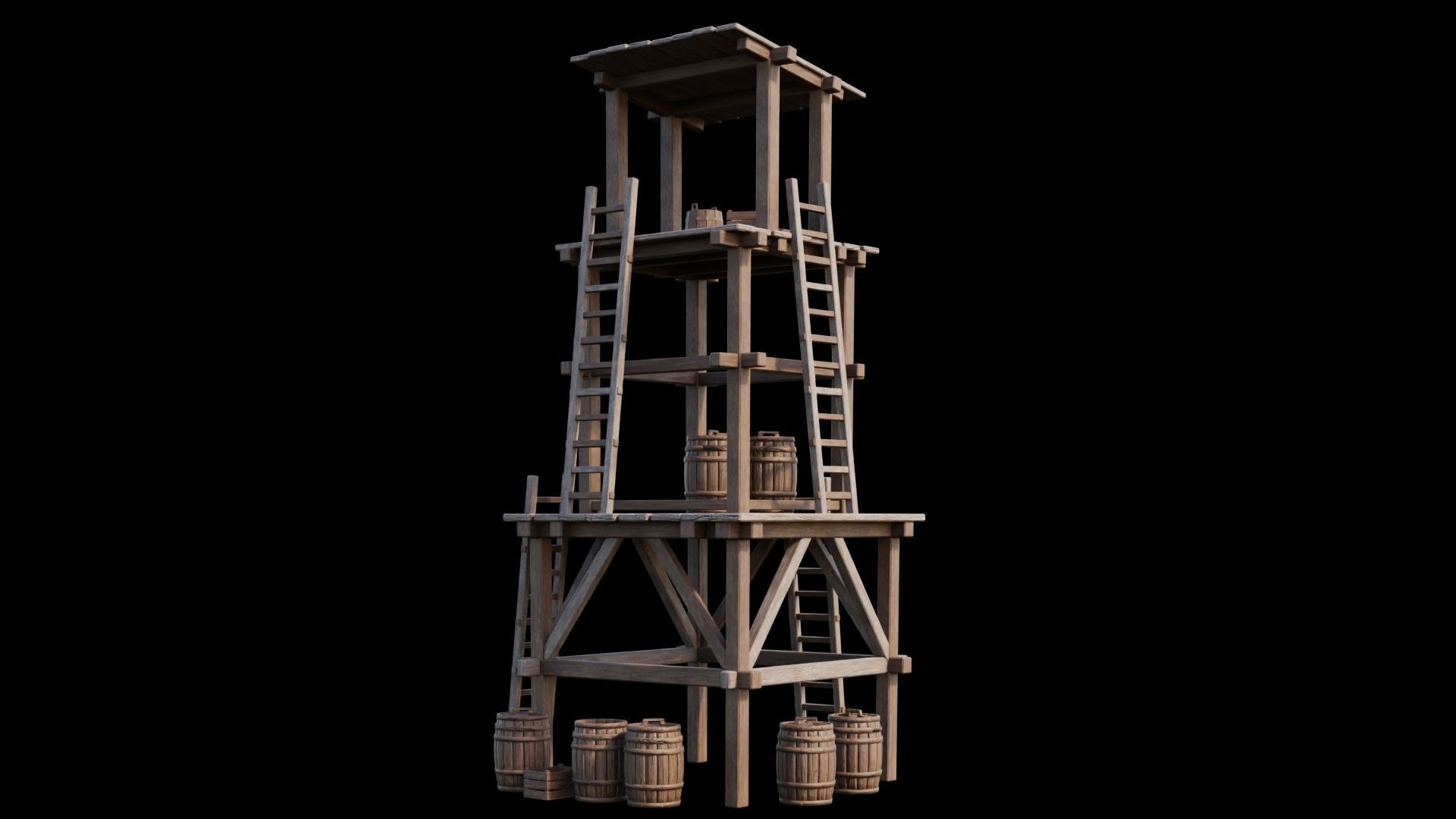 Medieval Houses Pack 01-02-03-04-05-06 - 4K Textures Game Ready Low-poly 3D model_76