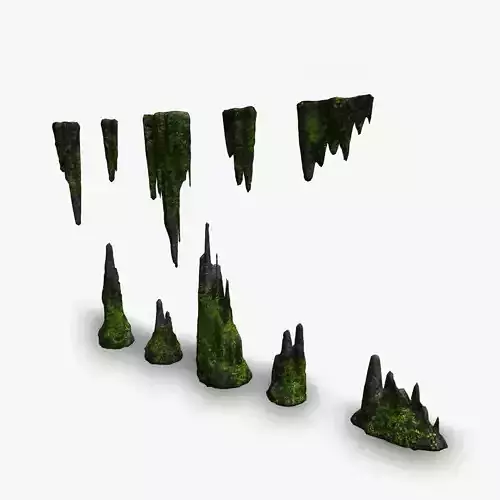 Cave Rock Pack 1 - Moss Low-poly 3D model