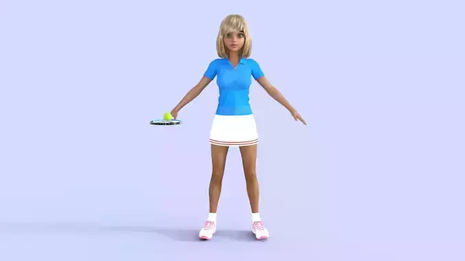 Tennis Player Cartoon Girl