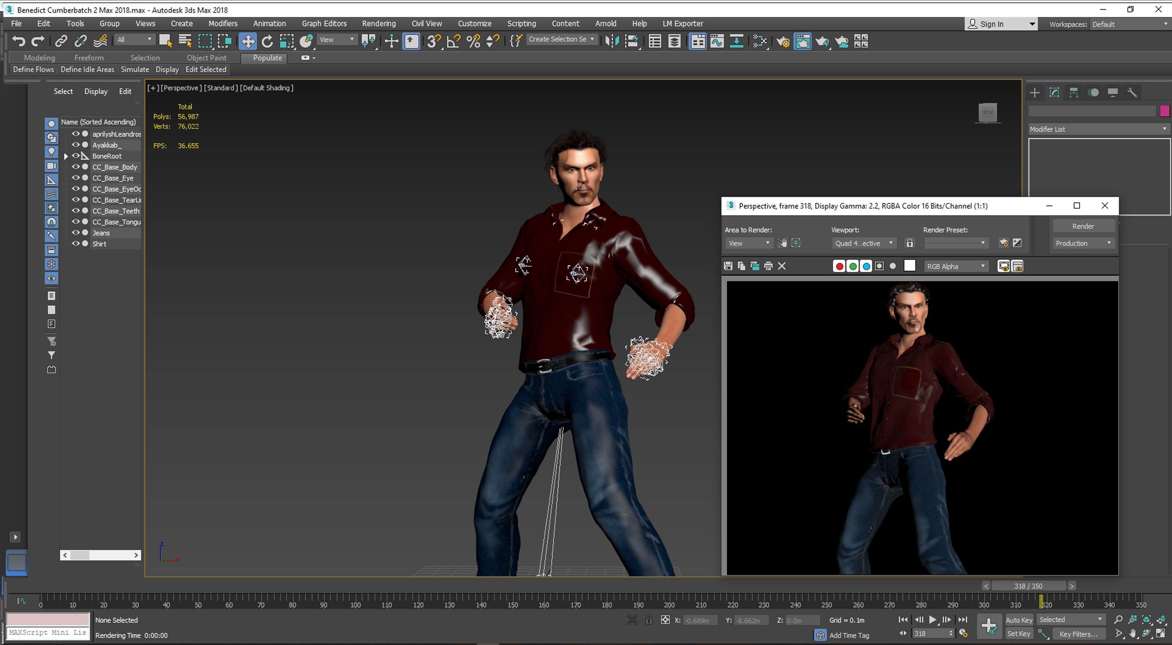 Benedict Cumberbatch 2 3D Rigged model ready for animation Low-poly 3D model_17