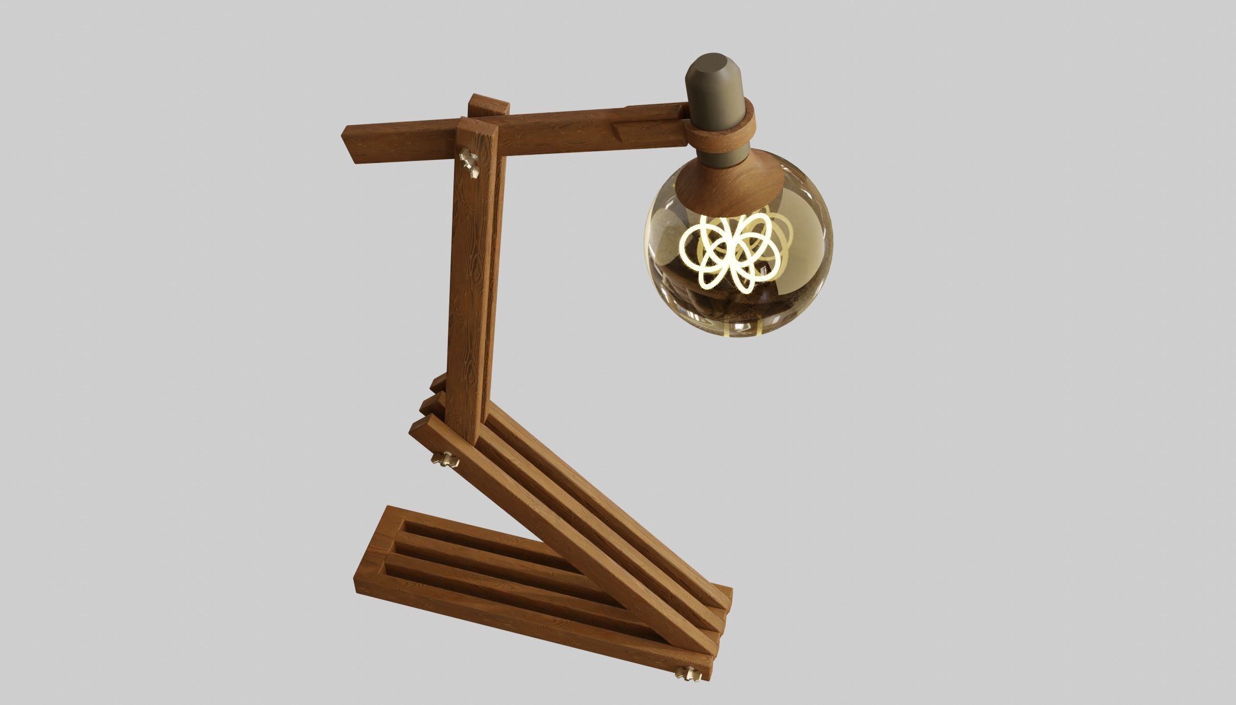 Wooden Study Table lamp 3d Model 3D model_1