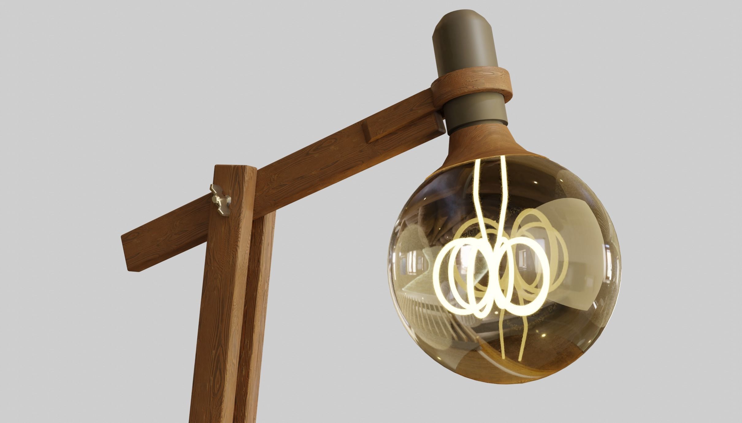 Wooden Study Table lamp 3d Model 3D model_2