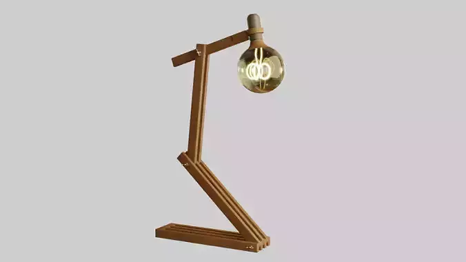 Wooden Study Table lamp 3d Model