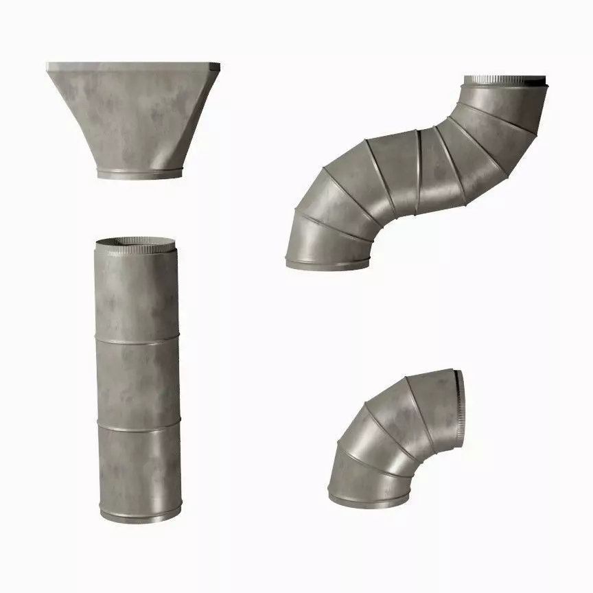 Set of air conditioning pipes 3D model