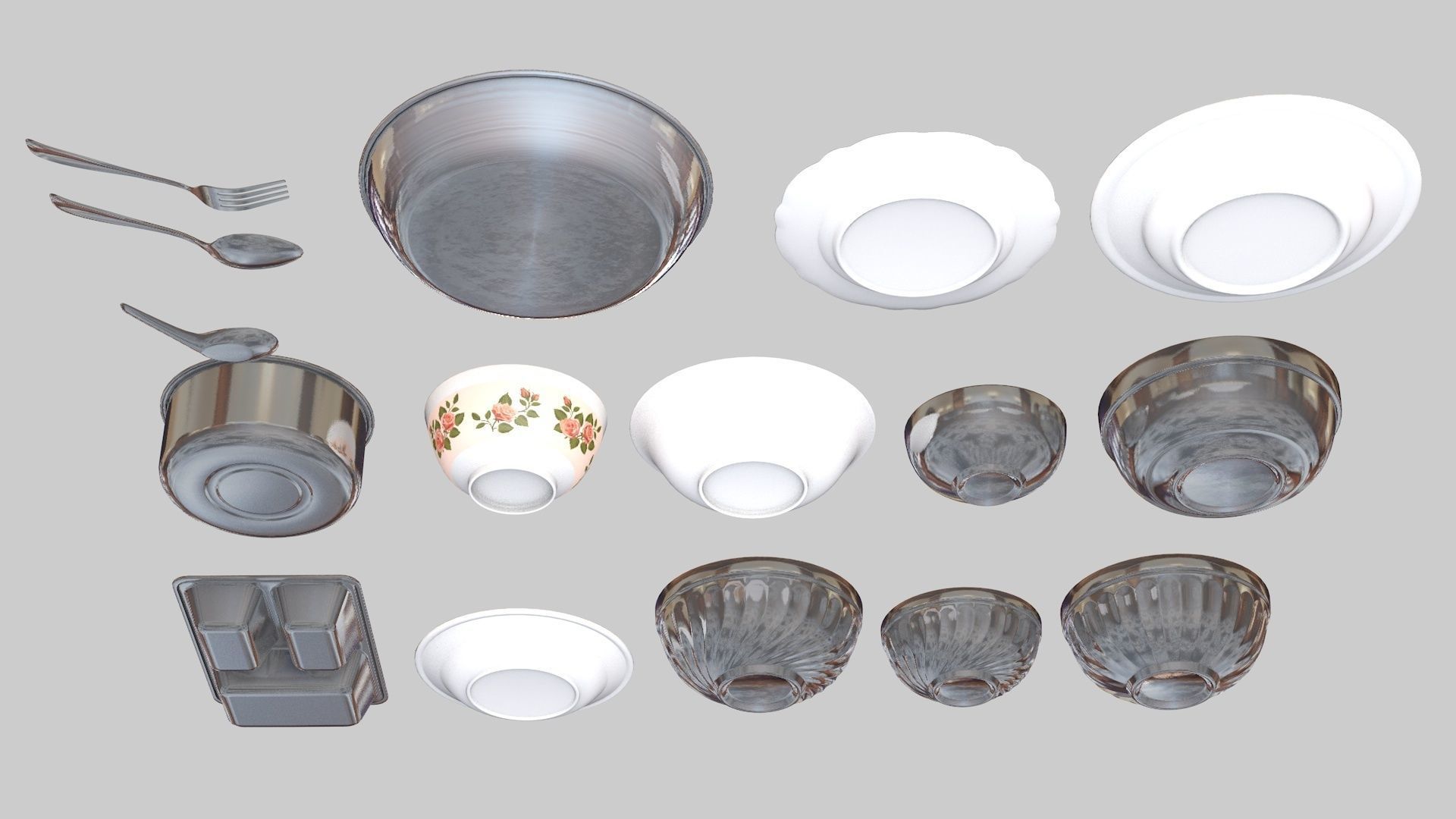 Tableware Collection 1 metal container with two compartments 3D model_2