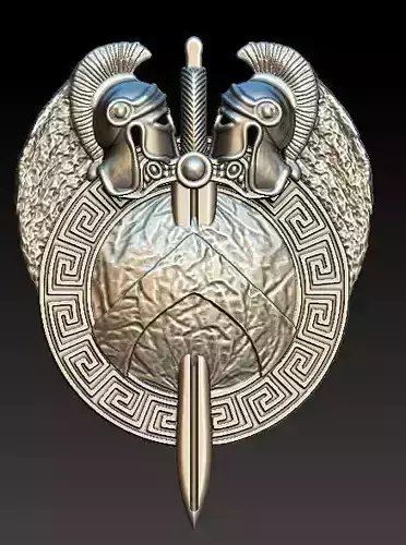spartan and shield pendant