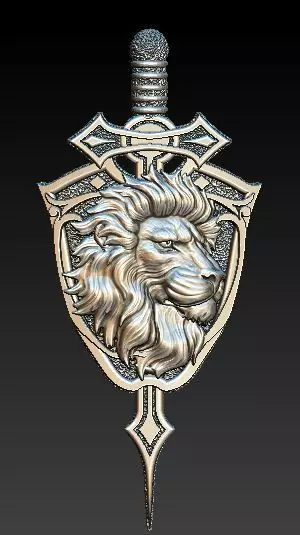 lion and sword pendant  3D model_0