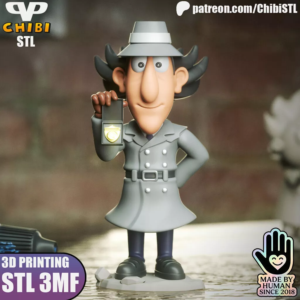 Inspector Gadget Chibi STL 3MF for 3D Printing 3DXM ChibiSTL 3D print model