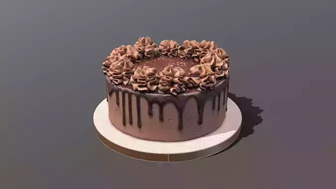 Chocolate Gateau Low-poly 3D model