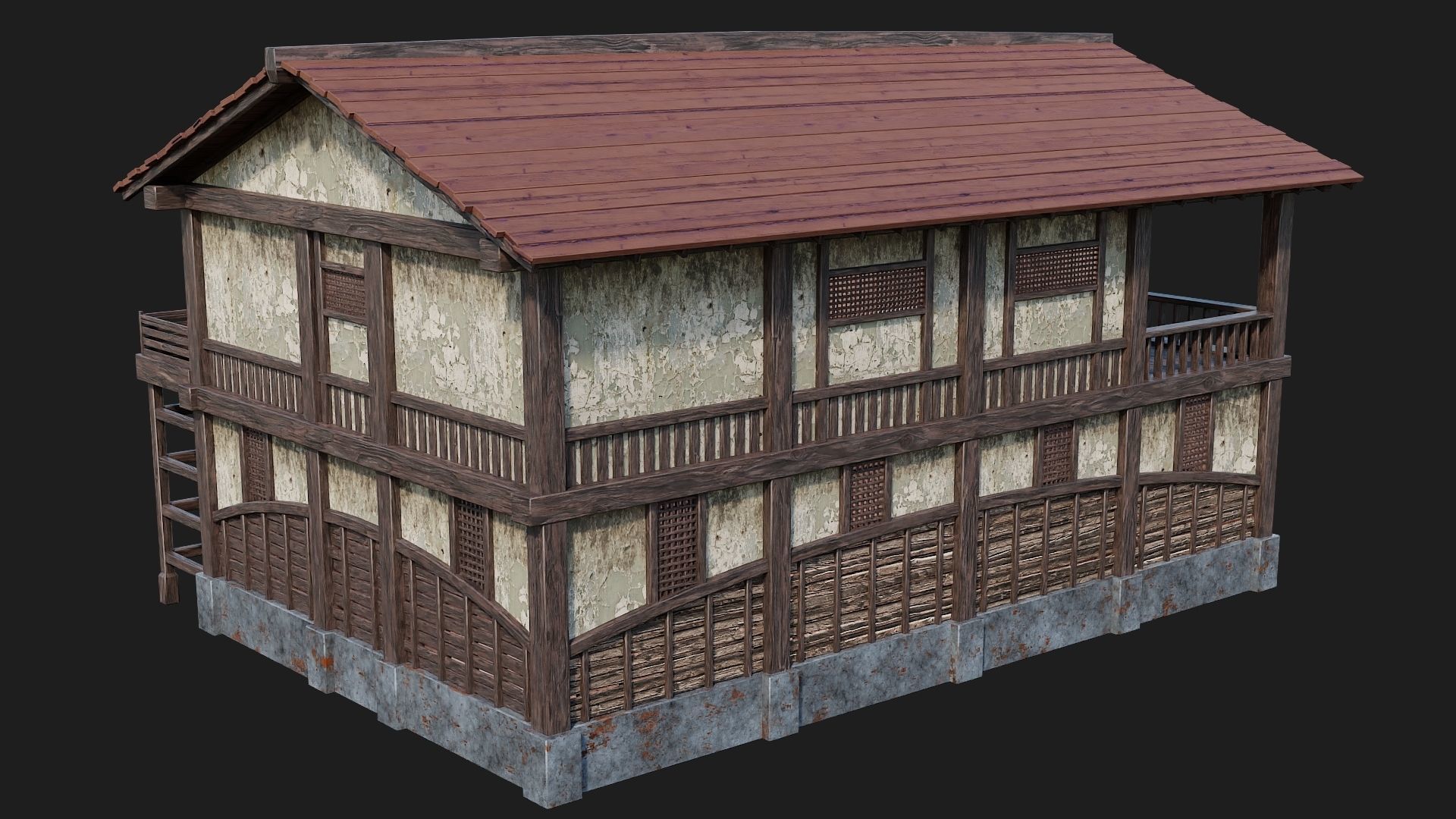 Medieval House Building 4K Textures GameReady 157 Low-poly 3D model_4