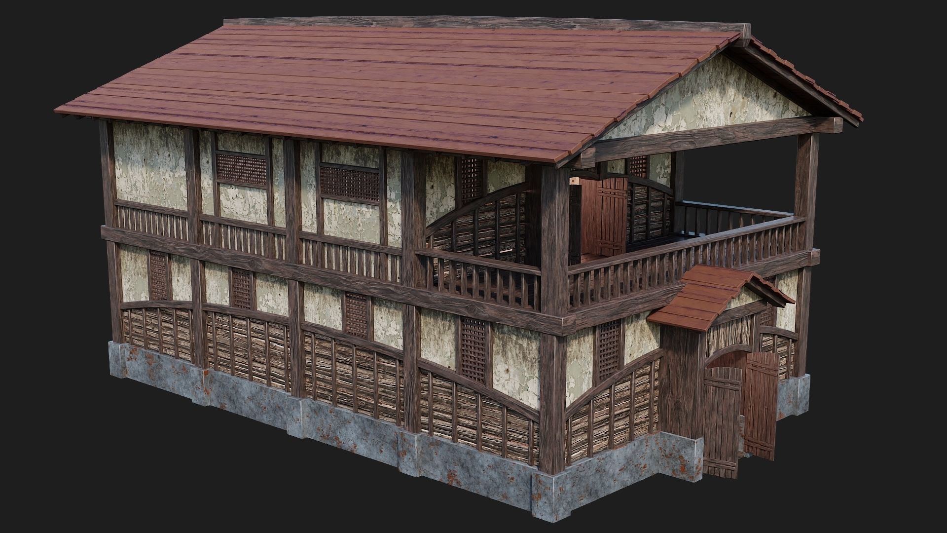 Medieval House Building 4K Textures GameReady 157 Low-poly 3D model_1