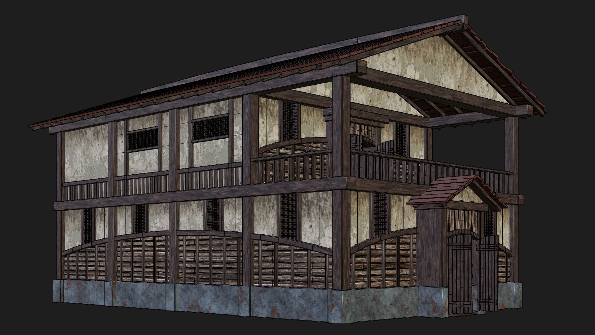 Medieval House Building 4K Textures GameReady 157 Low-poly 3D model_6