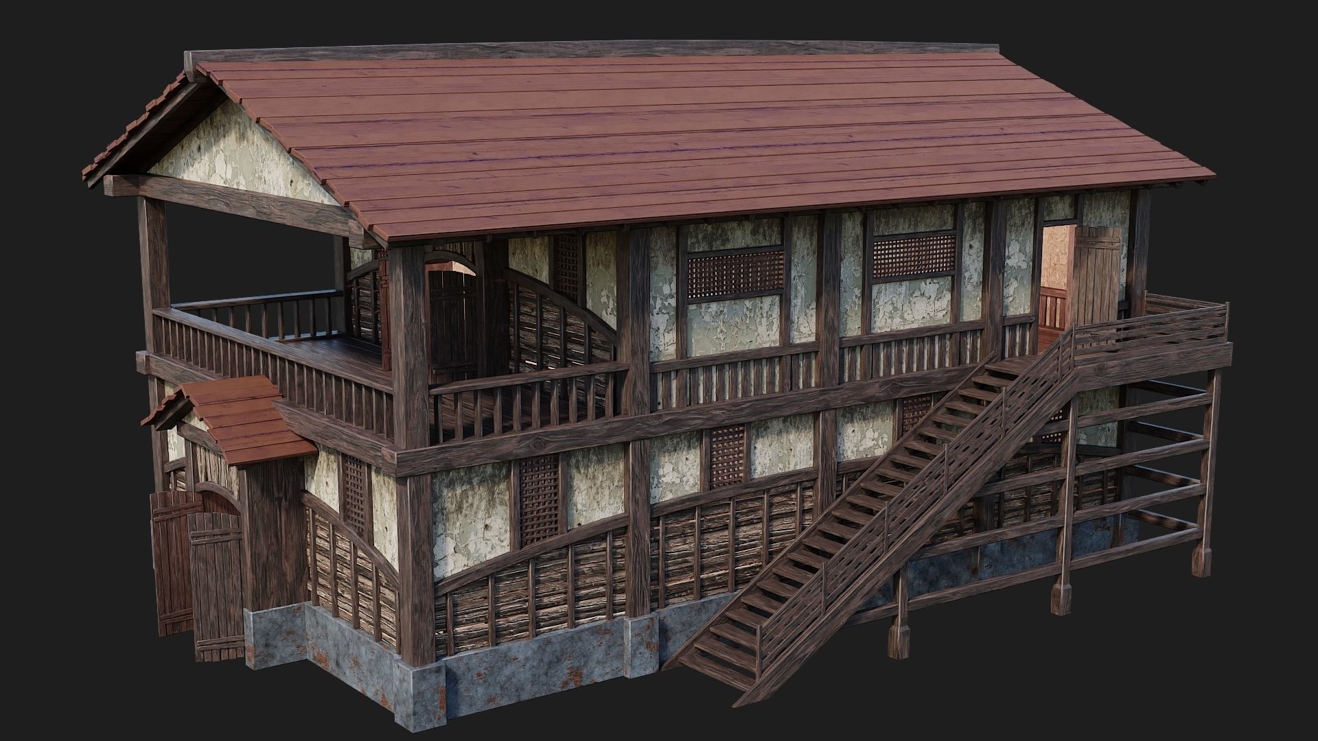 Medieval House Building 4K Textures GameReady 157 Low-poly 3D model_11