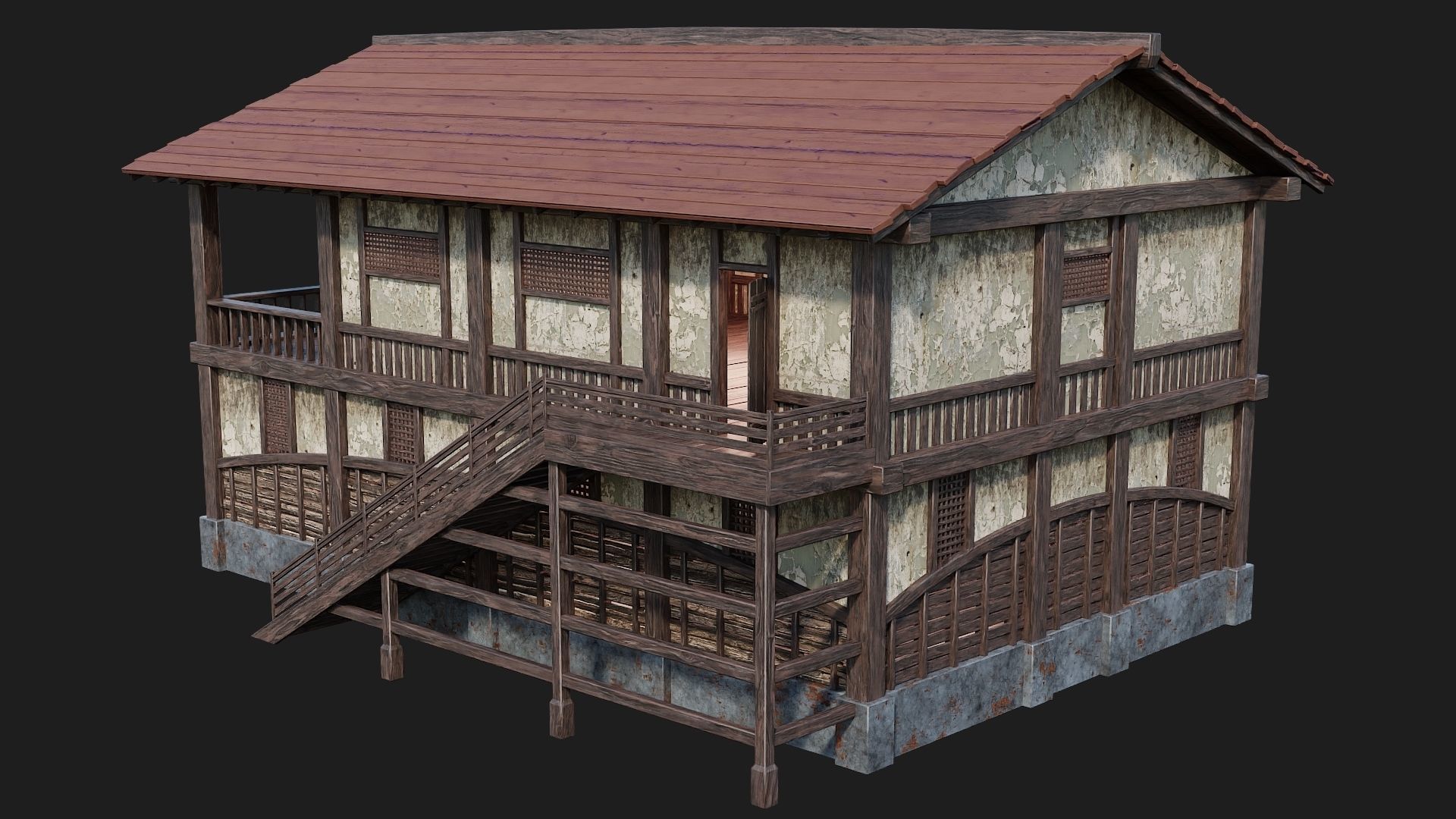 Medieval House Building 4K Textures GameReady 157 Low-poly 3D model_12