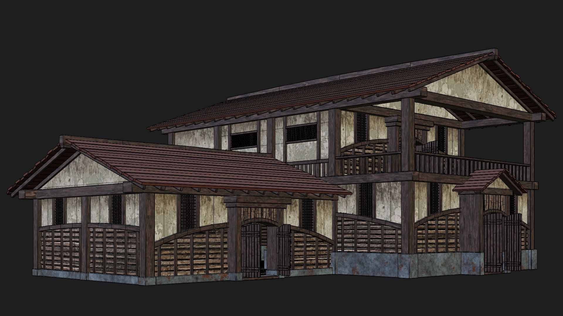 Medieval House Building 4K Textures GameReady 158 Low-poly 3D model_6