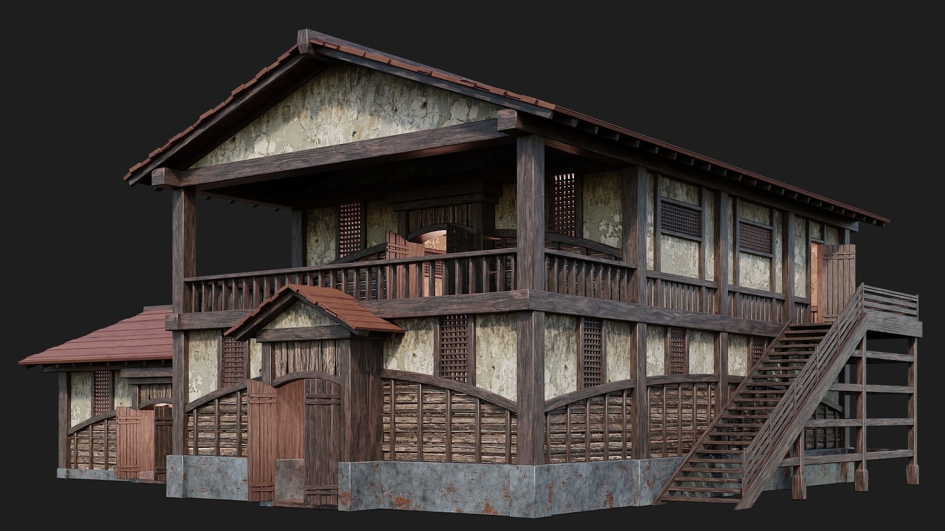 Medieval House Building 4K Textures GameReady 158 Low-poly 3D model_7