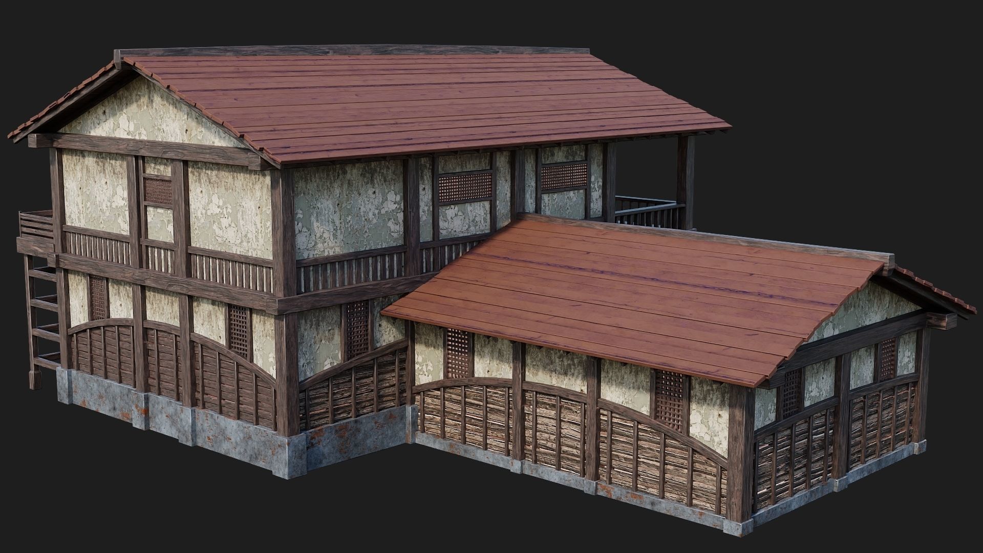 Medieval House Building 4K Textures GameReady 158 Low-poly 3D model_4