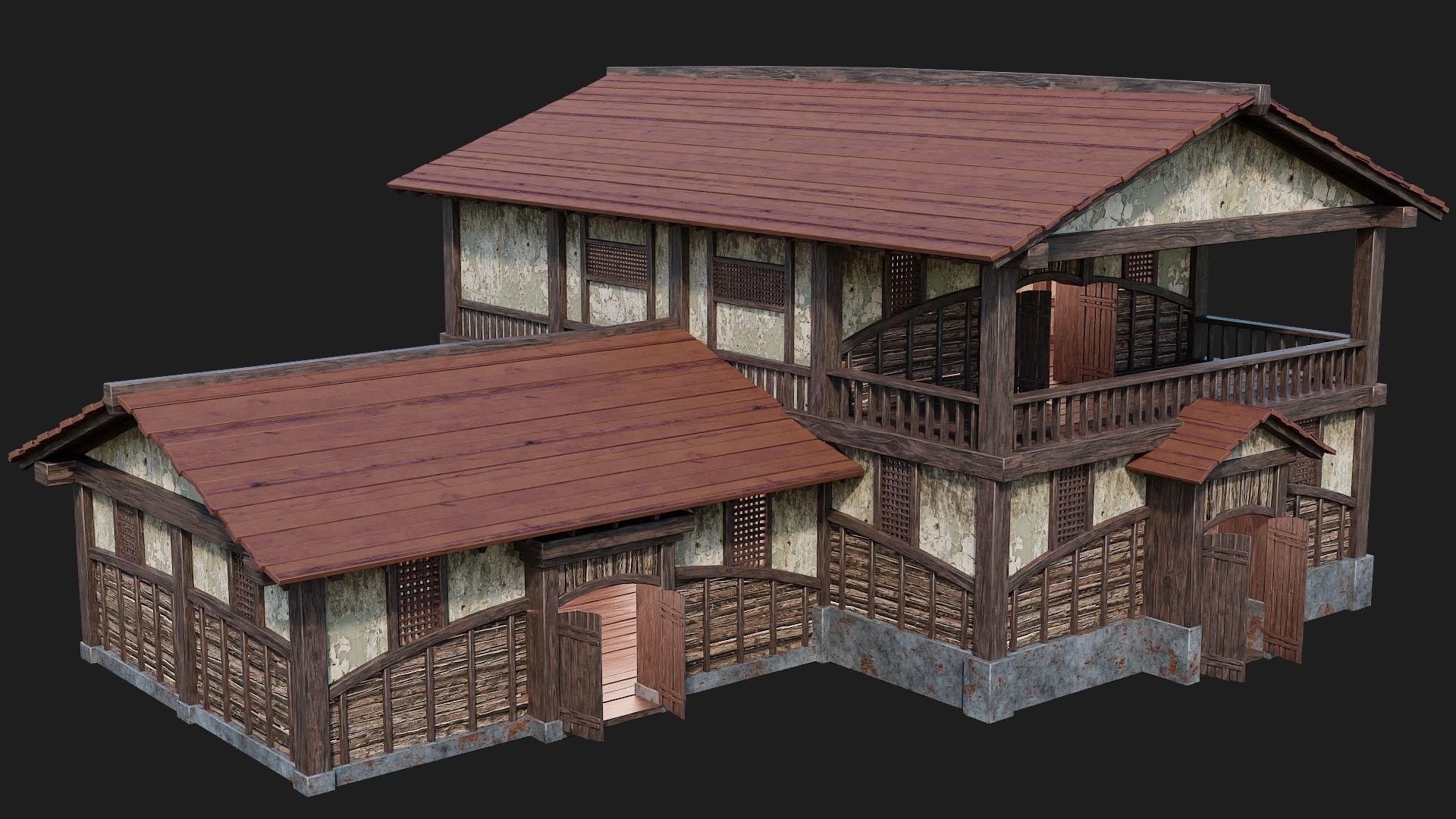 Medieval House Building 4K Textures GameReady 158 Low-poly 3D model_1