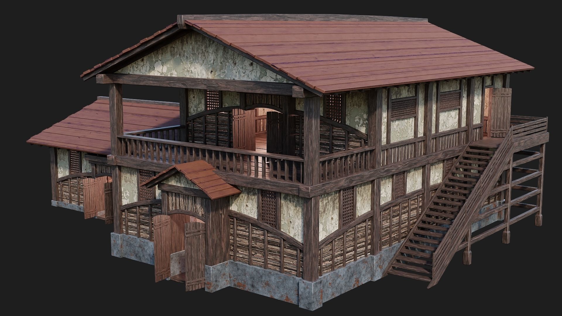 Medieval House Building 4K Textures GameReady 158 Low-poly 3D model_11