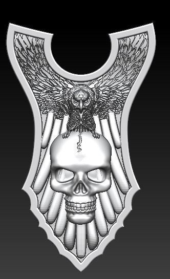 eagle and skull pendant 3D model_1
