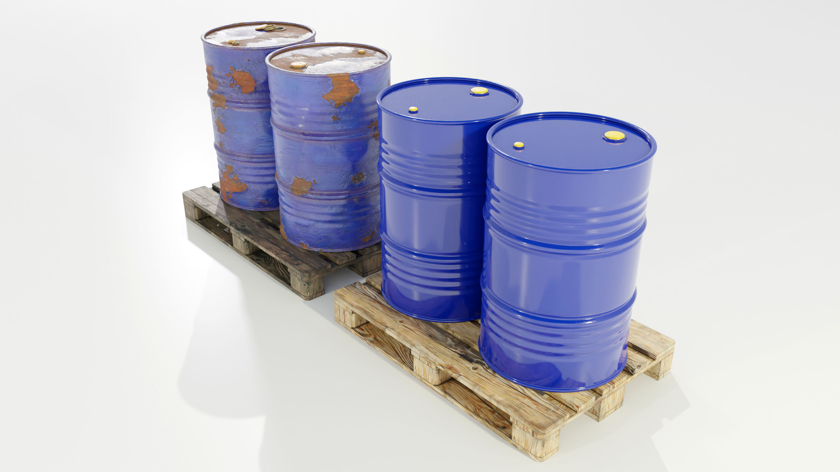 Pallet with Steel Barrels 3D model_5