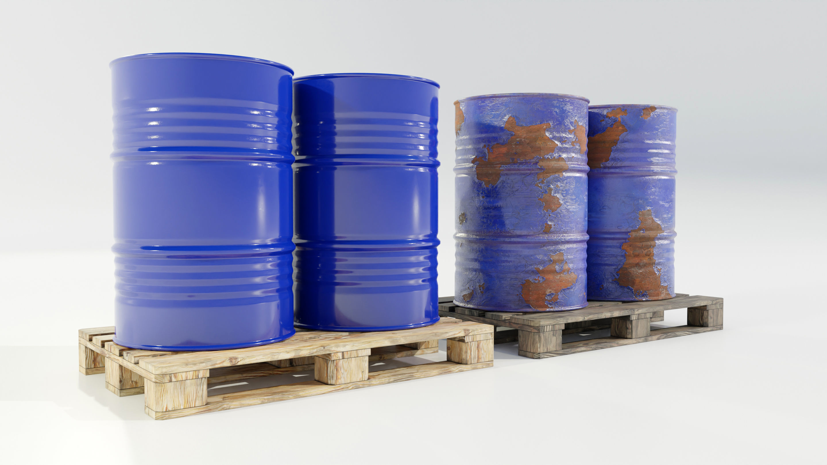 Pallet with Steel Barrels 3D model_6