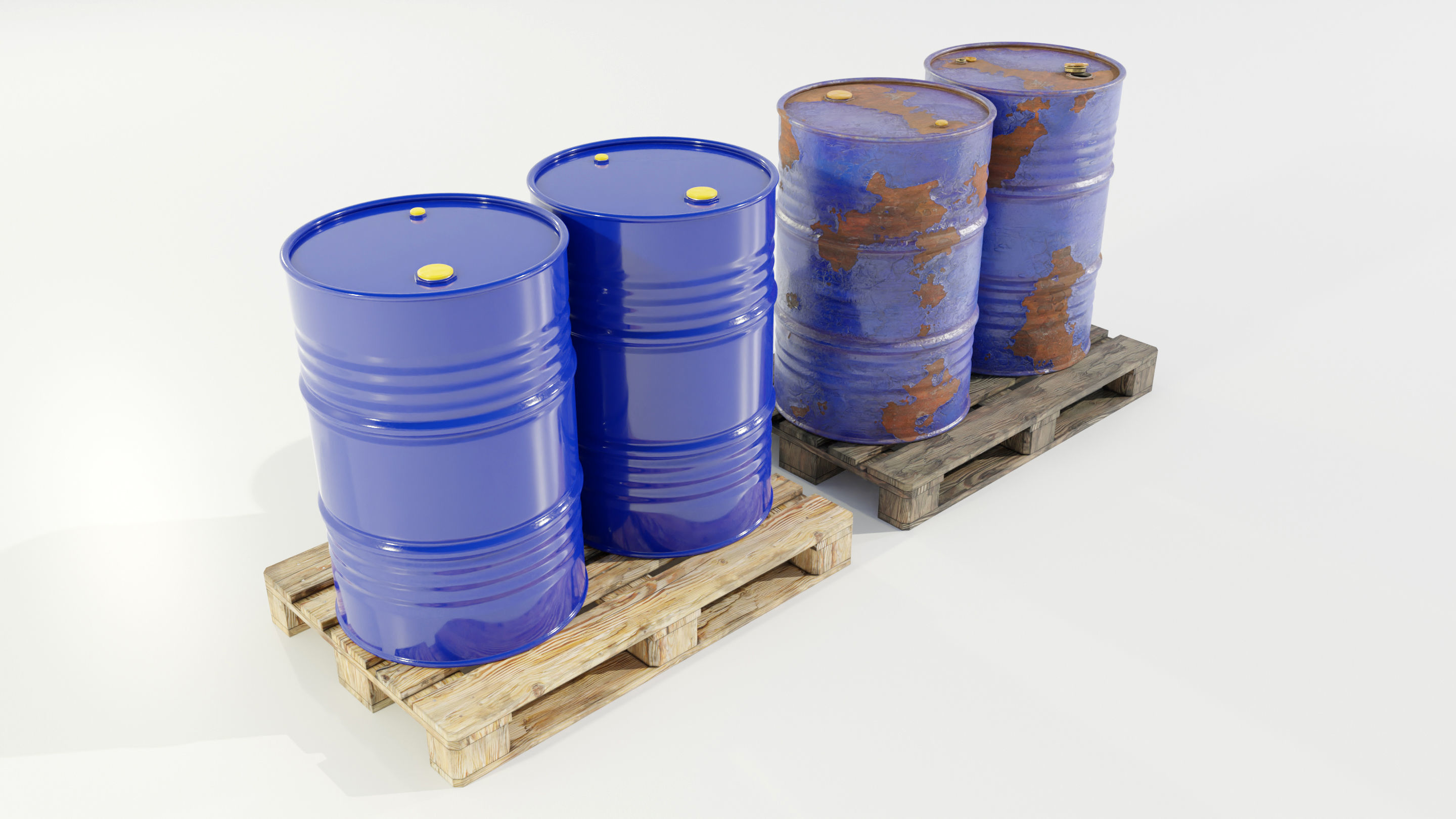Pallet with Steel Barrels 3D model_2