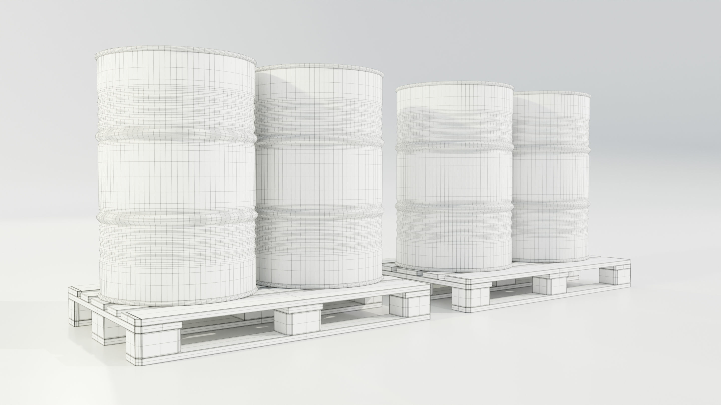 Pallet with Steel Barrels 3D model_16