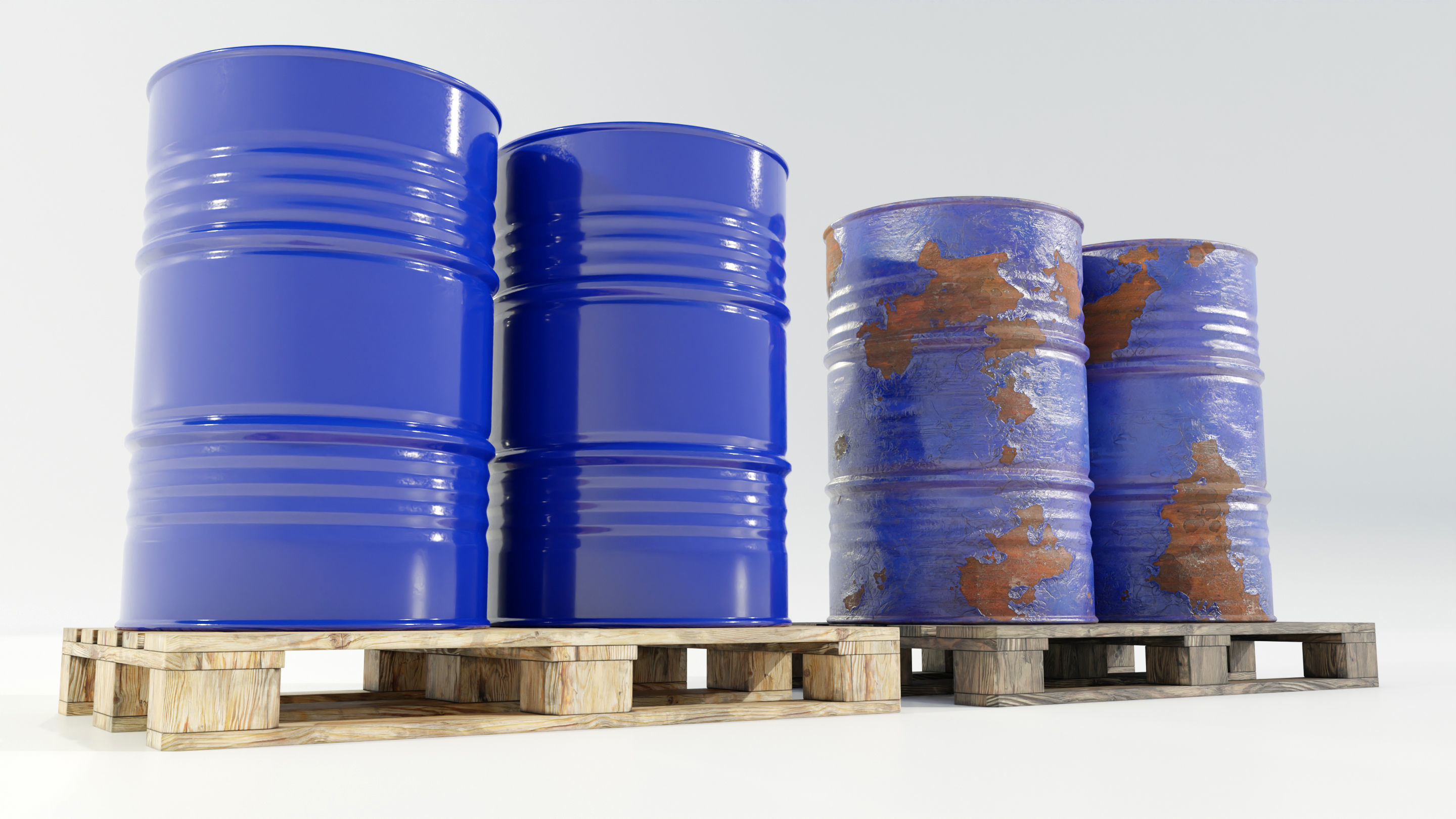 Pallet with Steel Barrels 3D model_7