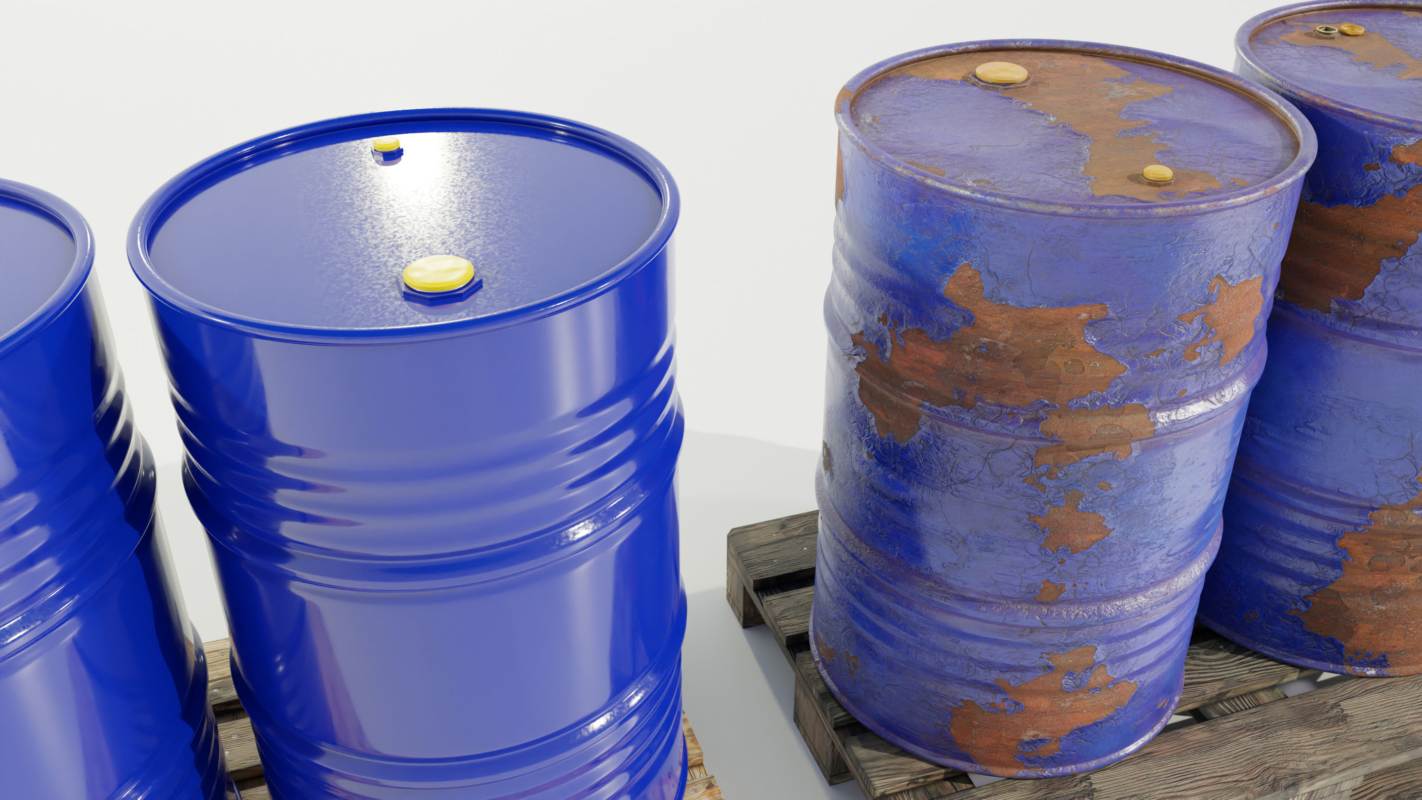 Pallet with Steel Barrels 3D model_9