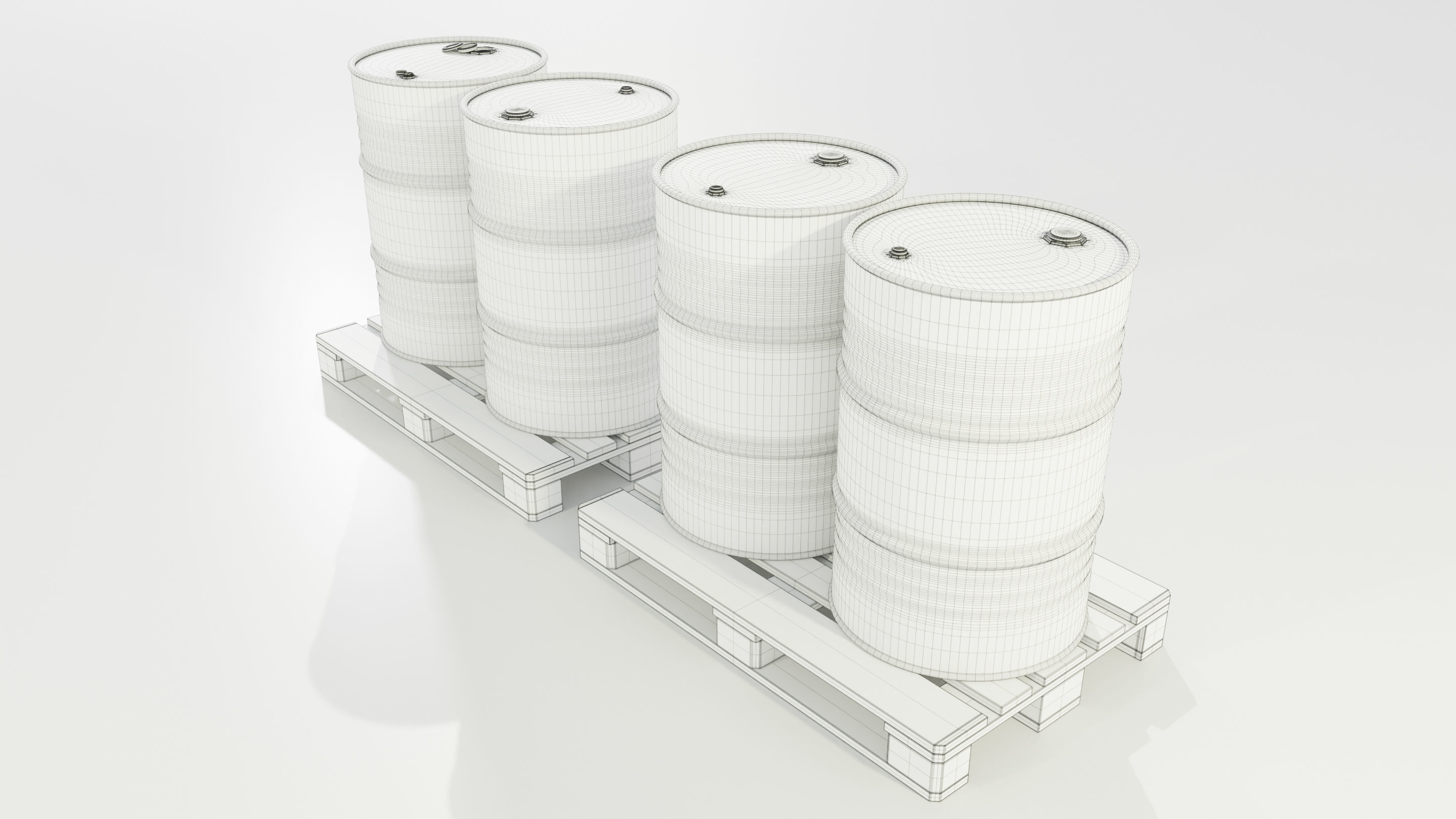 Pallet with Steel Barrels 3D model_15