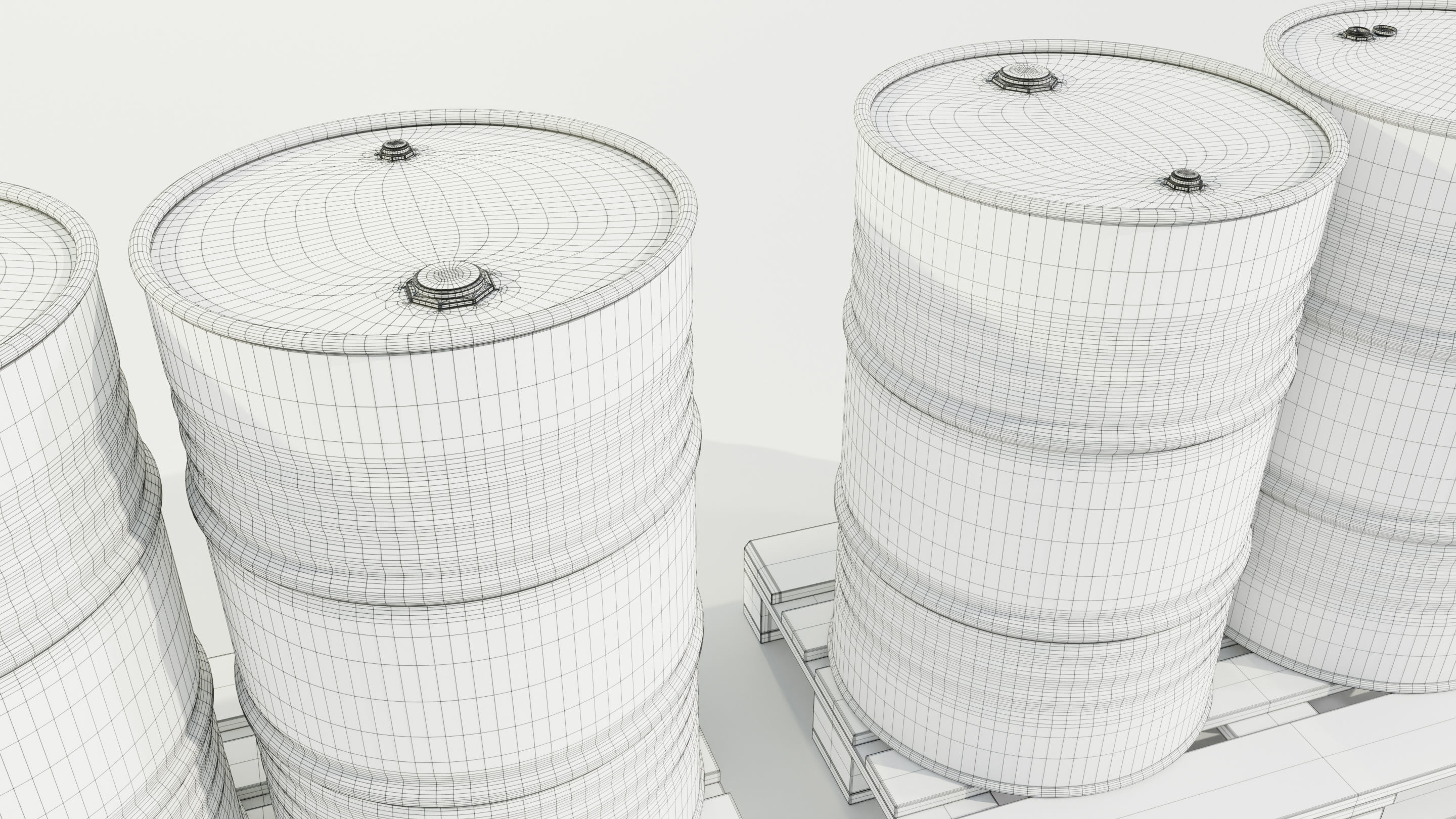 Pallet with Steel Barrels 3D model_19
