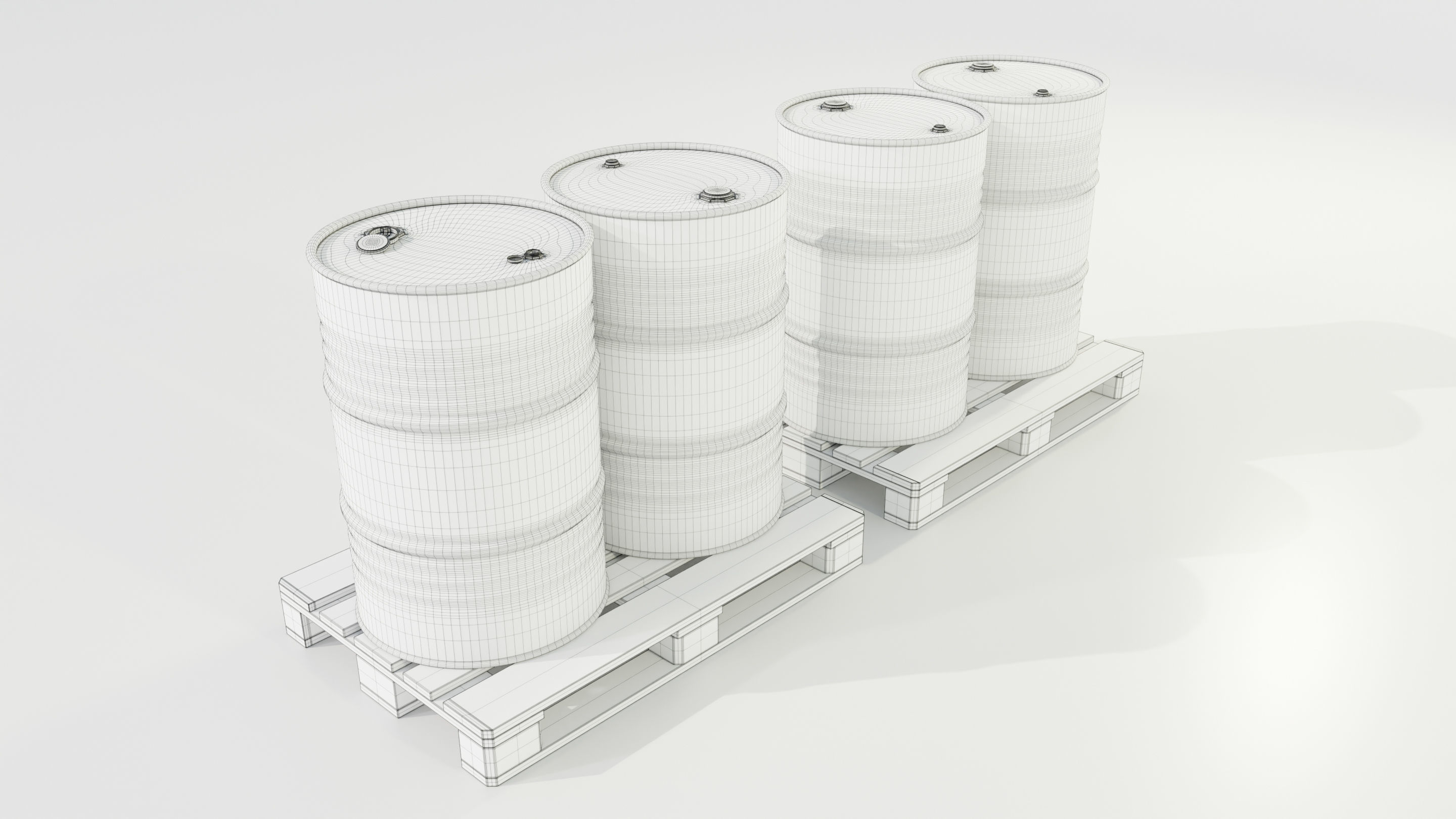 Pallet with Steel Barrels 3D model_14