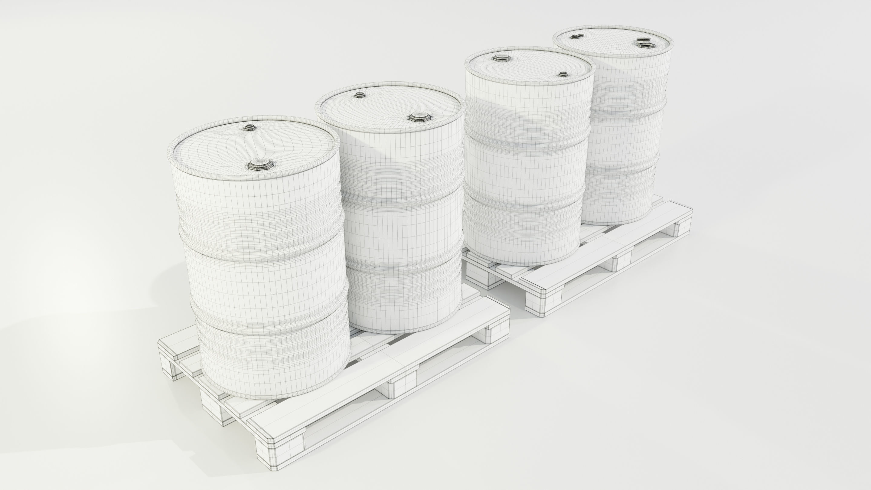 Pallet with Steel Barrels 3D model_12