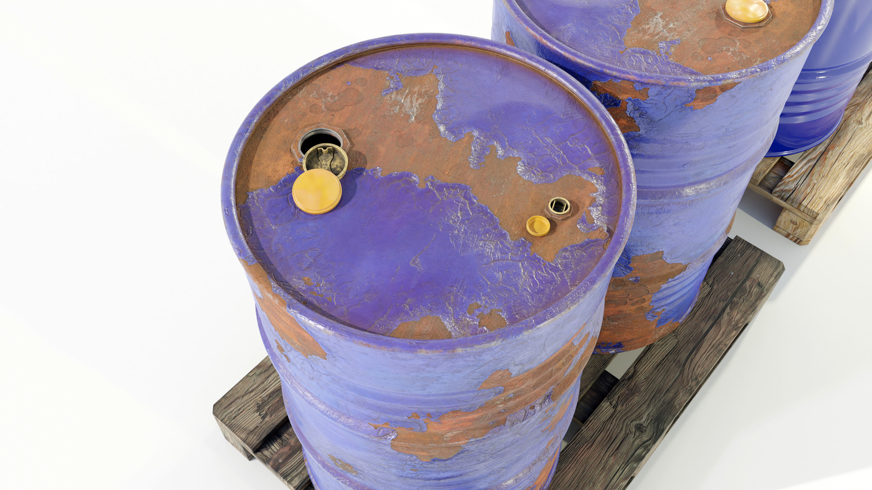 Pallet with Steel Barrels 3D model_8