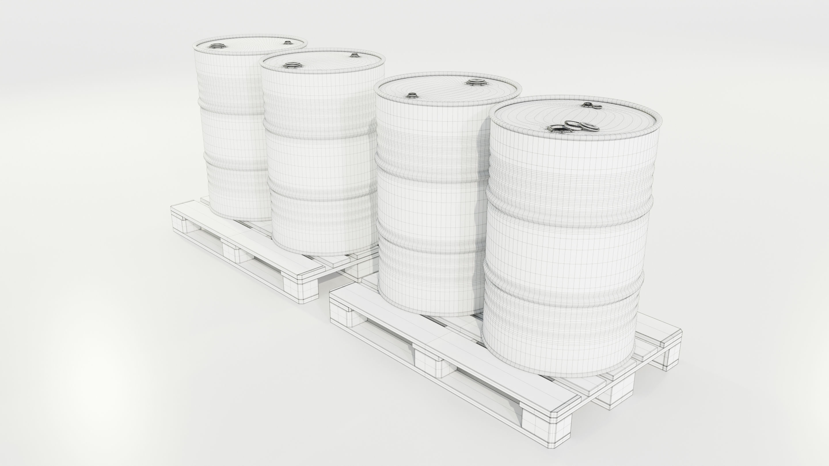 Pallet with Steel Barrels 3D model_13