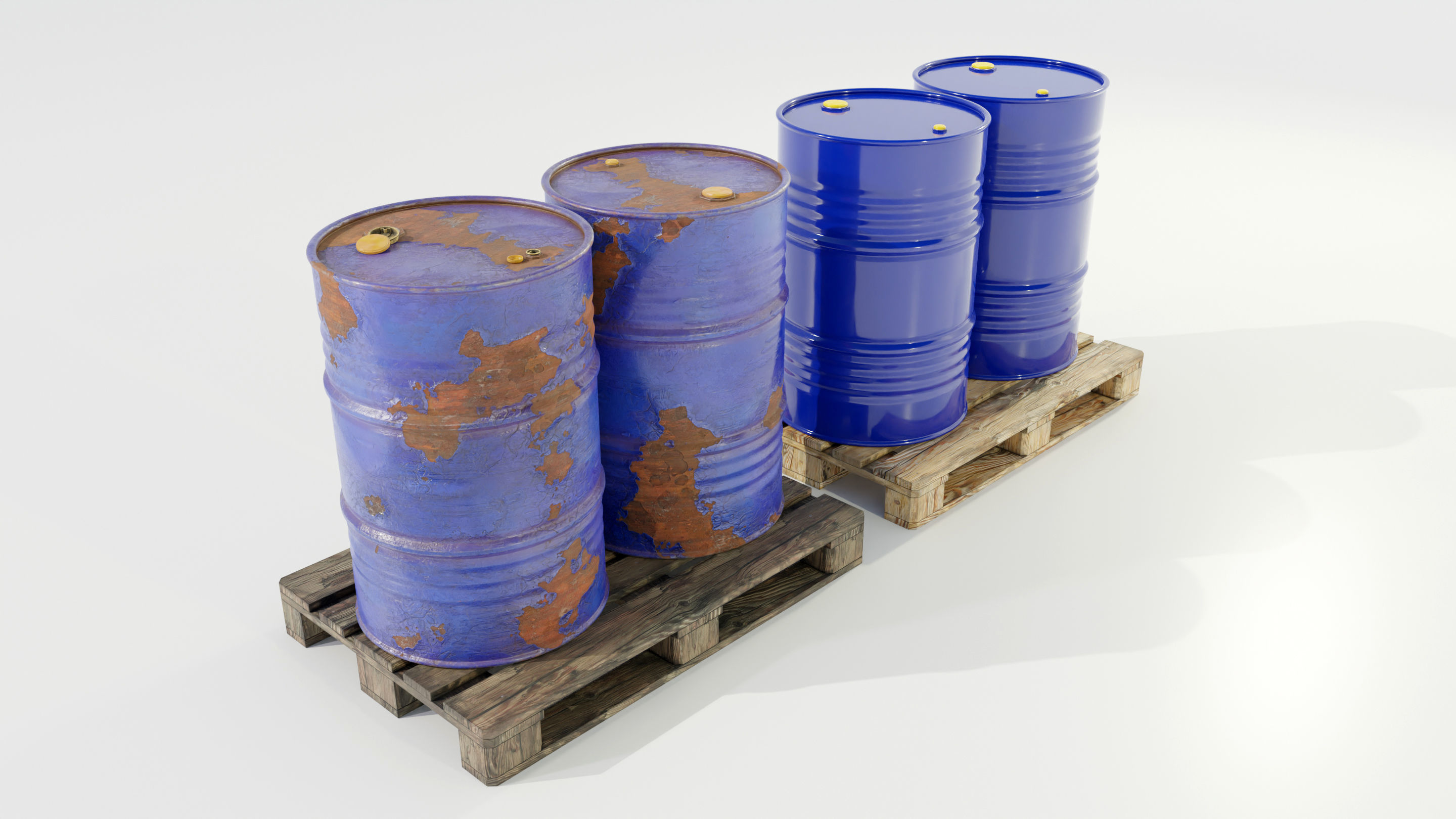 Pallet with Steel Barrels 3D model_4