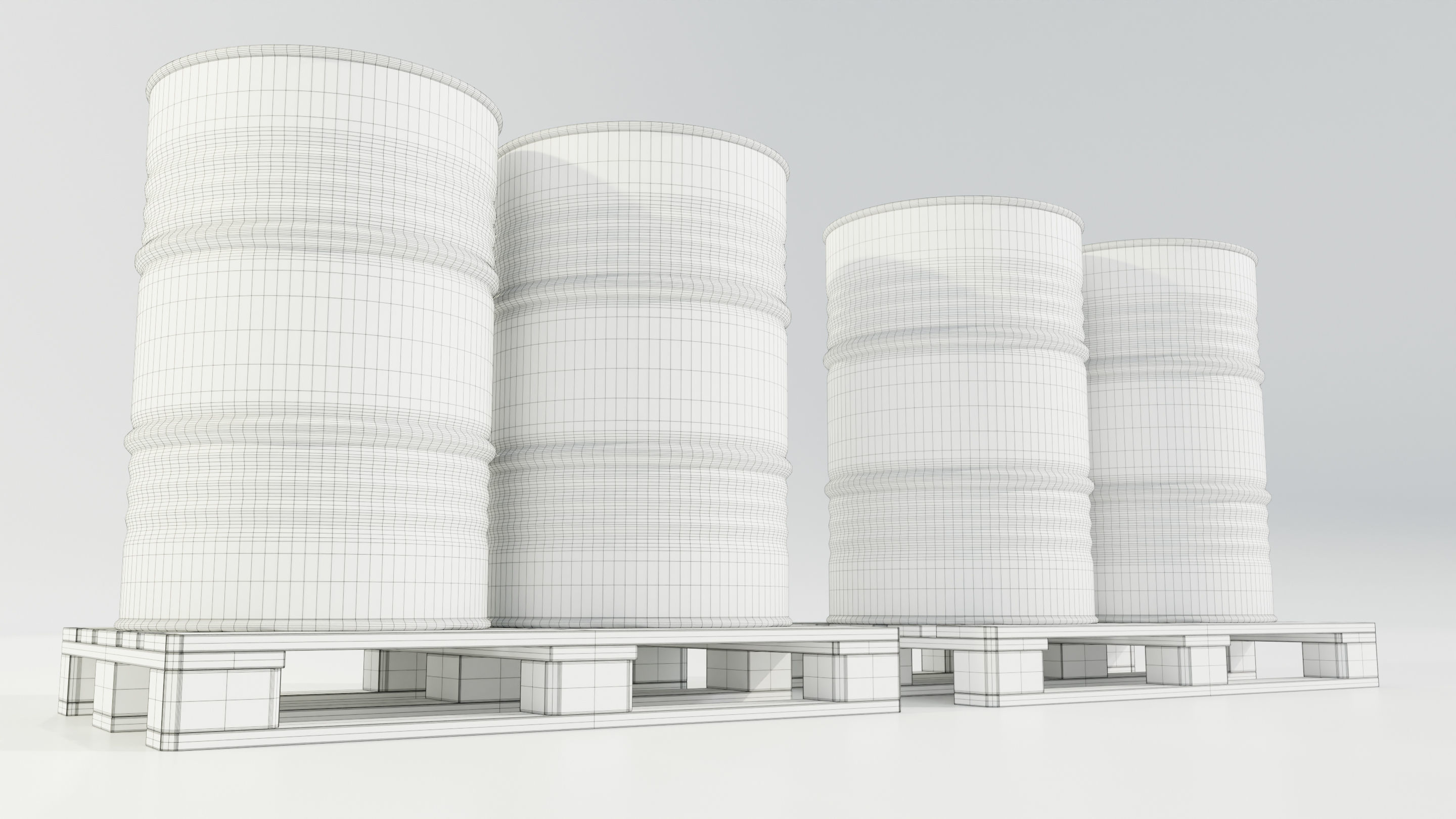 Pallet with Steel Barrels 3D model_17