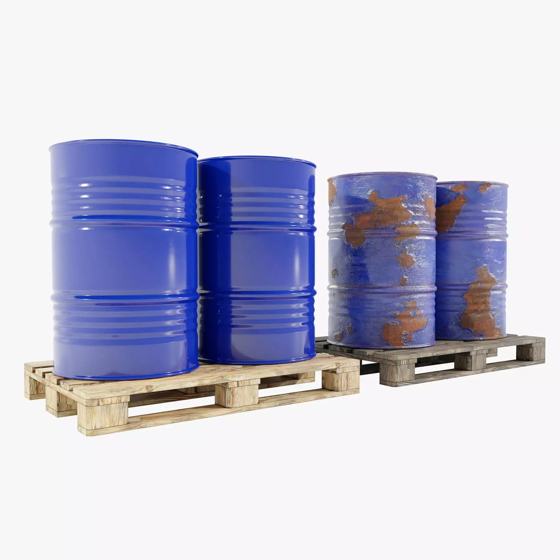 Pallet with Steel Barrels 3D model_0