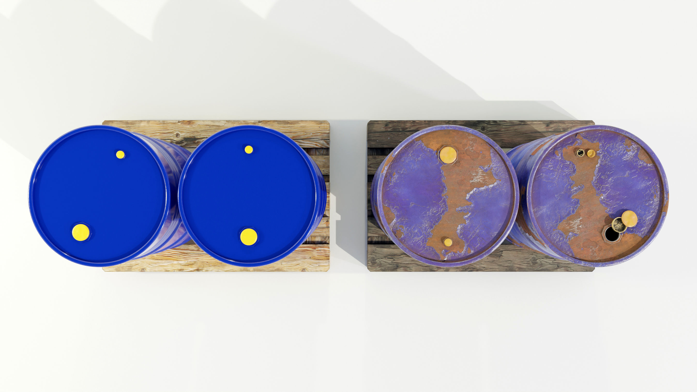 Pallet with Steel Barrels 3D model_10