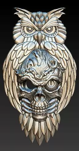 eagle and skull pendant 3D model_0