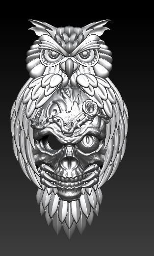 eagle and skull pendant 3D model_1