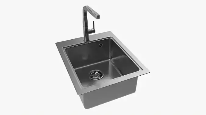 Kitchen Sink Faucet 13 stainless steel 3D model
