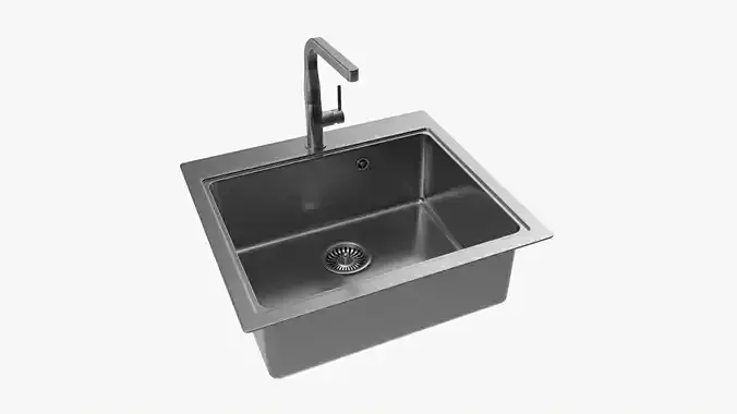 Kitchen Sink Faucet 14 stainless steel 3D model