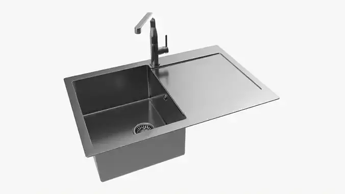 Kitchen Sink Faucet 15 stainless steel 3D model
