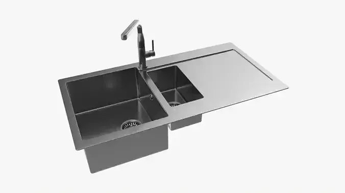 Kitchen Sink Faucet 16 stainless steel 3D model