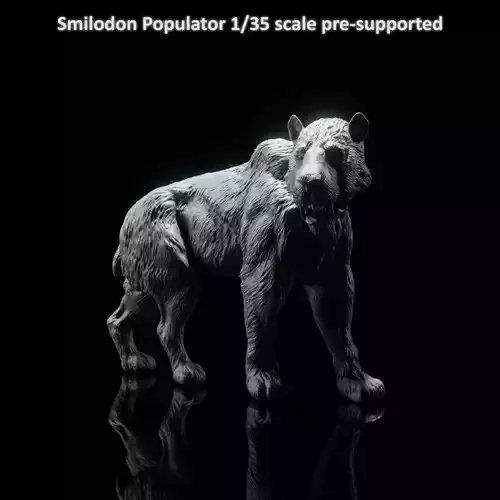 Smilodon Populator looking 1-35 scale pre-supported 3D print model